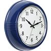 Bernhard Products Orologio da parete retrò da 24 cm, blu navy, design vintage anni '50, rotondo, silenzioso, senza ticchettio, al quarzo, di qualità, funzionamento a batteria, facile da leggere,