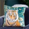 Wylder Orient Tiger Head - Cuscino imbottito in velluto con piume