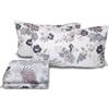 zer0bed Set Lenzuola Matrimoniali In Cotone Fantasia Floreale, Made In Italy, Lenzuolo Sopra + Lenzuolo con Angoli + Coppia Federa, 100% Cotone, Indaco