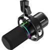FerBuee Microfono dinamico XLR USB con luce RGB, controllo volume, tasto mute, jack per cuffie da 3,5 mm, compatibile con mixer, schede audio, Mac, PC, PS4, PS5 (Microfono)