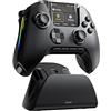 FIEHDUW NO DRIFT ManbaOne Interactive Screen Gaming Controller for PC/Switch/iOS/Android/Steam Deck, 1800mAh Hall Effect Controller with LED, Mapping Buttons, Charging Dock (Black)