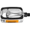 M-WAVE Non-Slip-Pedal Steady A9, Alloy, Silver, Black Rubber, Axle 9/16, W/Reflector, W/German Approval No., Am