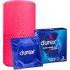 Durex Play Excite Me Slide e Ride Masturbatore con Nervature Uomo Impermeabile Morbido + Preservativi Settebello Jeans in Lattice Lubrificati Scatola da 3 Profilattici - Set da 2 prodotti