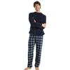 TRAMAS+ Pigiama Invernale da Uomo, Pigiama Coralina con Maniche Lunghe in Pile e Pantaloni Lunghi, Pigiama Comodo e Caldo - Pigiama Invernale da Uomo- M, Cuadro Brais Azul