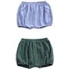 AYIYO Pantaloncini per neonati per bambini e bambine, in misto cotone e lino, morbidi, con volant, 0-3 anni, 2 pezzi, blu e verde., 6-12 Mesi