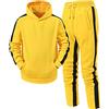 UnoSheng Tuta da karate, da uomo, per autunno e inverno, per il tempo libero, con chiusura lampo, maglioni, pantaloni sportivi, giallo., M