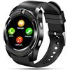 Tipmant Smartwatch Orologio Fitness Uomo Donna Bambini Smart Watch con SIM Card Slot Fotocamera Contapassi Cronometro Fitness Tracker Orologio Telefono per Samsung Huawei Xiaomi Android (NeroA)