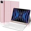 SENGBIRCH Custodia con Tastiera per iPad Pro 12,9 6ª/5ª/4ª/3ª Generazione, Layout Italiano QWERTY Rimovibile Wireless Bluetooth Tastiera, Custodia con Portapenne Supporta Ricarica, Rosa Chiaro