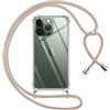 Pnakqil Cover per iPhone 13 Pro con Cordino, Trasparente Custodia con Laccio Tracolla Cellulare Girocollo Collana Protettiva per iPhone 13Pro 6.1 Pollic, Khaki