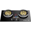 YINMAN Fornello A Gas 2 Fuochi, Piano Cottura Convertibile GN/GPL, Fornello A Gas In Vetro Temperato Nero Da 5,2 KW, Con Protezione Spegnimento E Timer, Installazione Da Tavolo/Incorporata(NG)