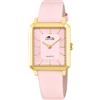 Lotus Orologio Donna 18988/3 Square Series cassa di Acciaio inossidabile 316l Oro cinturino in Pelle Rosa