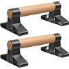 SELEWARE Barre per flessioni in legno, parallele, antiscivolo, per calisthenics, fitness, allenamenti a pavimento, in legno massello con robusta staffa in metallo, supporto 272,2 kg, 25,4 x 16,5 x