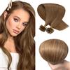 SEGO Extension Capelli Veri Cheratina Dura 100 Ciocche 50g U Tip Nail Invisibili 100% Remy Human Hair Naturali Indiani 45 cm (50 g) (0.5g) Marrone Chiaro #6