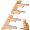 Wuudi Mensola Montata a Parete per Gatto, Scala Mobili Quattro Passi in Legno Coperto di Peluche, Scaffale per Arrampicata