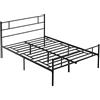 HOMCOM Struttura Letto Una Piazza e Mezza in Acciaio, Rete Letto Matrimoniale a Doghe Integrate, Testiera e Pediera Stile Industriale, 145x211x100cm, Nero