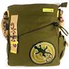 Macha Borsa in cotone etnico con stampe colorate e inserti in pelle, borsa a tracolla in cotone e pelle per donna Etnica indiana colorata (Verde)