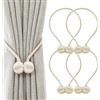 Elfinfi 4 Pezzi Calamite per Tende, Fermatenda Non è Necessario Forare, Ferma Tende con Calamita per la Decorazione Della Casa, Della Camera da Letto e Dell'ufficio (Beige)