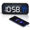 OWYELO Sveglia da Comodino con Temperatura, Sveglia Digitale da Comodino con LED Grande Schermo, Sveglia Digitale con Modalità e luminosità Regolabili, Snooze, Cavo USB, 12/24, Doppio Allarme