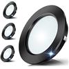 Jeloyutek 4 Pezzi Alluminio Faretti da Incasso 12V Soffitto LED integrati Dimmerabile 3W 4000K Foro 60-65mm per camper barca roulotte furgone yacht mobile cartongesso con cavo da 1M, Nero