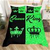 Homemissing Copripiumino matrimoniale per letto matrimoniale e king size, con corona, colore nero e verde, per adulti, coppia, uomini e donne, regalo per San Valentino, matrimonio, per lui e per lei,