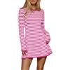 Imily Bela Abito da donna, a righe, girocollo, a righe, per l'inverno, a maniche lunghe, Colore: rosa., M