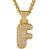 GOLDCHIC JEWELRY Collana Lettera Bubble Collana Oro Iniziale F con CZ, Collana Iniziale Bubble per Uomo e donna Collana Ragazzo Oro Bling con Ciondolo Lettera Bubble F Hip hop rapper