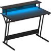 HOMCOM Scrivania Gaming con Luci LED e Supporto per Monitor, in Truciolato e Acciaio, 100x60x88.5 cm, Nero