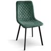 PAZZO DESIGN Sedia Arianna set da 4 sedie verde in velluto e gambe in metallo