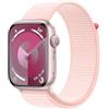 Apple Watch Series 9 GPS 45mm Smartwatch con cassa in alluminio rosa e Sport Loop rosa confetto. Fitness tracker, app Livelli O₂, display Retina always-on, resistente all'acqua