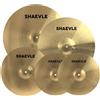 Shaevle Golden Cymbal Pack - Set di 5 piatti in lega per batteria, piatti per batteria Include piatti da 14"/16"/18"/20"