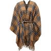 Rayson Donna Inverno Modo Caldo Scialle Frange Cardigan Maglioni delle Signore Plaid Stampa Anteriore Aperto Poncho con Scollo a V Kimono Cintura Wrap Cape(Marrone)