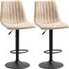 DecHome Sgabelli da Bar Set 2 Pezzi ad Altezza Regolabile in Acciaio e Poliestere 47.5x57.5x95-116 cm Marrone 718V00
