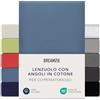 Dreamzie Topper Lenzuolo con Angoli Singolo Cotone 90x200 cm - 100x200 cm, Altezza Materasso fino a 15 cm- Lenzuolo con Angoli Blu - Certificato senza Prodotti Chimici (Oeko TEX)