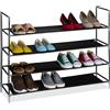 Relaxdays Scarpiera a 4 Ripiani, Scaffale HxLxP: 75 x 100 x 28 cm, Portascarpe Salvaspazio Slim per 16 Paia di Scarpe, HLP: 75x100x28 cm