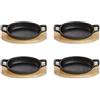 ECHTWERK Piatto da portata in ghisa, teglia con tagliere da portata, bistecchiera già cotta, adatto per forni, barbecue, barbecue e induzione, ideale per servire, Small-Edition, 4 pezzi
