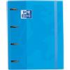 Oxford, Raccoglitore a 4 anelli A4+, con copertina extra con gomma. Include griglia di ricambio 5 x 5. Colore turchese
