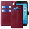 FMPCUON Cover per Samsung Galaxy J3 2016 /J320,Cover in Pelle Samsung Galaxy J3 2016 /J320,Flip Wallet Case Custodia in Pelle PU,con Magnetica a Scatto per Samsung J3 2016,Rosso