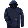 CARHARTT FELPA LOOSE FIT SLEEVE LOGO HOOD NAVY