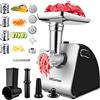 Nictemaw Tritacarne Elettrico 2000W, Robot da Cucina con 3 Dischi Forati, 4 Lame a Cono, accessorio per biscotti - Ideale per Salsicce e Carne Macinata