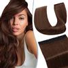 Elailite Extension Clip Capelli Veri Fascia Unica 50cm #4 Marrone Cioccolato - 100% Remy Human Hair Extensions Singole Capelli Naturali Lisci 50g