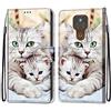 Mo-Somnus Cover per Motorola Moto E7 Plus / G9 Play / G9, Custodia in PU Pelle Magnetica Libro Flip Caso Antiurto Portafoglio con Porta Carte e Cinturino da Polso Protettiva Case (Gatti 2)