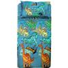 hermet Dinosauri, Set Lenzuolo Singolo Cameretta, Una Piazza, Completo Letto, Lenzuolo Sopra, Lenzuolo Sotto Con Angoli, Federa, 100% Cotone, Azzurro