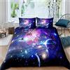 Loussiesd Set di da letto per letto con motivo galassia e nebulosa Aurora con copripiumino pianeta misterioso spazio esterno Trippy,per letto singolo,1 copripiumino con 1 federa per cuscino,viola