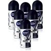 Nivea Men, deodorante invisible Black & White, antitraspirante, 48h, roll-on, 50 ml, confezione da 6