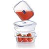 Luminarc Josef Mäser GmbH Luminarc Serie Pure Box 252547 - Set da 3 contenitori ( 1 x 38cl, 1 x 82cl, 1 x 122cl ) per alimenti di forma rettangolare, con coperchio attivo