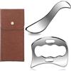 Yoviline 2 PCS Gua Sha Acciaio Inox, Fascia Muscolari Raschietto, Strumenti di Guasha Corpo per Rilassamento Muscolare e il Sollievo dal Dolore, Mmigliorare i nodi Delle Fasce