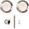 Yale Set di 2 maniglie rotonde da incasso per porta scorrevole, diametro interno 48 mm, acciaio finitura nichelata spazzolata, adatte per porte in legno, inclusi cavatappi, mortasi, viti