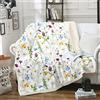 Loussiesd Coperta in peluche di camomilla acquerello per divano letto, trifoglio in pile coperta botanica sherpa floreale coperta fiore fiori selvatici coperta sfocata colorata matrimoniale 150 x 199 cm