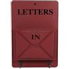 Fdit Vintage Cassetta Postale/Mailbox di Legno a Parete, Scatola d'Immagazzinaggio con Piloni Portachiavi per Corridoio Portone Cestello Portaoggetti (Colore : Rosso)