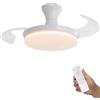 GeeliHome Ventilatore da Soffitto con Luce e Telecomando, Ventilatore da Soffitto Scalabile Bianco 99 cm, Lampadario Ventilatore da Soffitto Invisibile 2 Pale Della Ventola, 6 Velocità, DC Reversibile (Bianco)